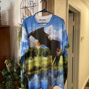 Blue and White Graphic Tee